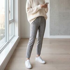 Rag & Bone Simone Striped Check Casual Slim Fit Mid-rise Ankle Pants, size 4